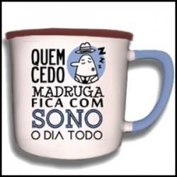 Caneca Vintage "Quem Cedo Madruga" REF. VM020